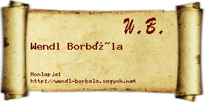 Wendl Borbála névjegykártya